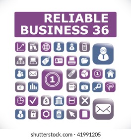 36 reliable business buttons. vector