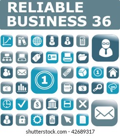 36 reliable business buttons. vector