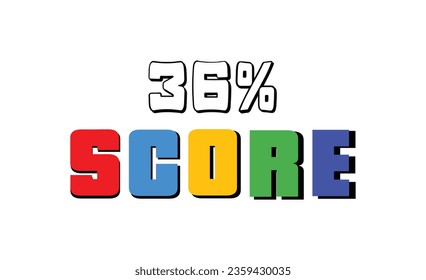 Signo de puntuación del 36 % diseñado al estilo moderno para captar la vista con diferentes combinaciones de colores. Ilustración del vector de punto aislado fondo blanco.