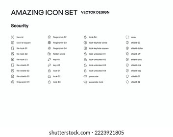 36 Security Icon Pack Symbol Template Design Collection. Set Of Flat Signs And Symbols For Web And Apps.