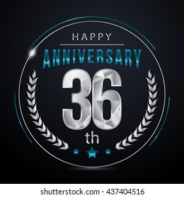36 Silver anniversary logo, low poly design number