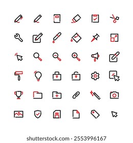 36 Small Collection Of Web User Interface Line Icons Editable Stroke