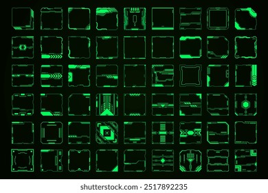 36 square frame hud future modern vector design for sci-fi game design user interface.	