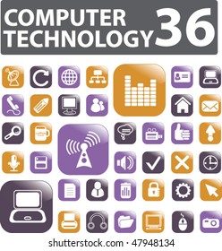 36 technology & computer buttons. vector