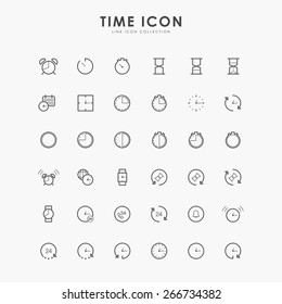 36 time and clock line icons