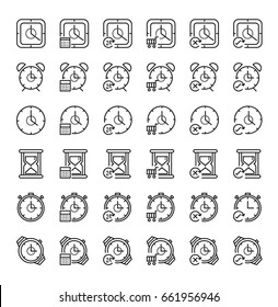 36 Time concept outline icon set. Icon for web and UI  design. Modern minimalistic style.
64x64 Pixel perfect thin line icons design. vector illustration