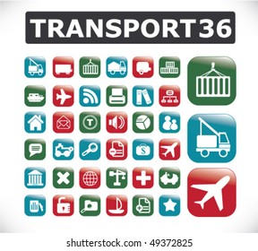 36 transport business buttons. vector