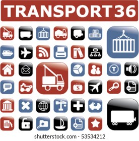 36 transport buttons. vector