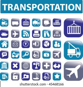 36 transportation buttons. vector