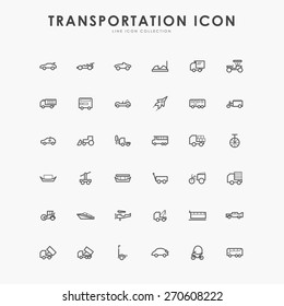 36 transportation line icons