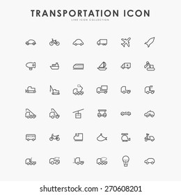 36 transportation minimal line icons