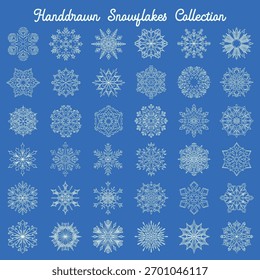 36 unique snowflakes set, winter holiday decoration vector