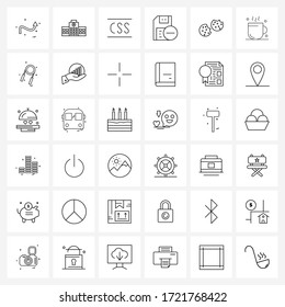 36 Universal Icons Pixel Perfect Symbols Of Meal; Cookie; Code; Less; Floppy Disk Vector Illustration