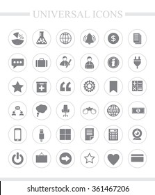 36 universal icons for web and mobile.  Vector icon set.