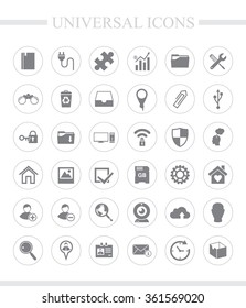 36 universal icons for web and mobile.  Vector icon set.