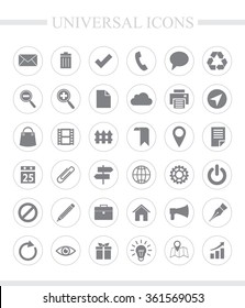 36 universal icons for web and mobile.  Vector icon set.