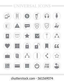 36 universal icons for web and mobile.  Vector icon set.