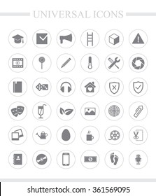 36 universal icons for web and mobile.  Vector icon set.