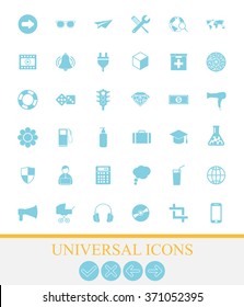 36 universal icons for web and mobile. Vector icon set.