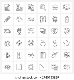 36 Iconos de línea universal para residuos Web y móviles; inteligencia; woofer; identificar; Ilustración de vectores móviles