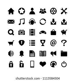 36 Universal Outline Icons For Web and Mobile. Vector.