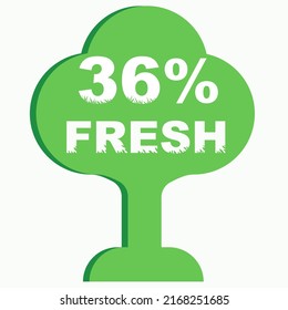36% Vector Illustration of Fresh food everyday graphic label or sticker on white background, vector design illustration. Suitable for product label