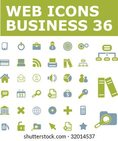 36 web business icons. green series. vector. please, visit my portfolio to find more similar.