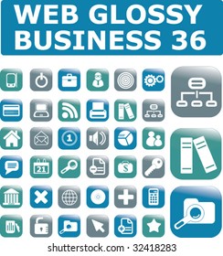 36 web glossy business buttons. vector.please, visit my portfolio to find more similar.