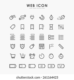 36 web line icon on white background