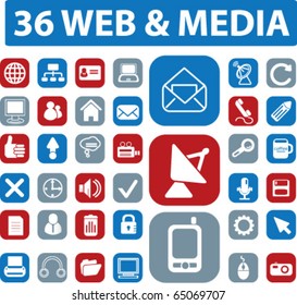 36 web & media buttons. vector