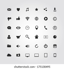 36 web media icons set. Vector illustration