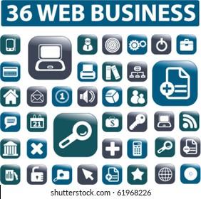36 botones brillantes de oficina web. vector