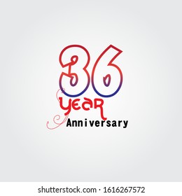 36 year anniversary celebration logotype, vector design for celebration, invitation card, and greeting