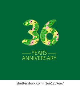 Ilustración de diseño de plantillas vectoriales de celebración de 36 años