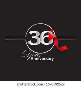 Celebración de 36 años Vector Plantilla Diseño Ilustración