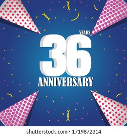 36 year anniversary celebration, vector design for celebrations, invitation cards and greeting cards