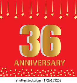 36 year anniversary celebration, vector design for celebrations, invitation cards and greeting cards