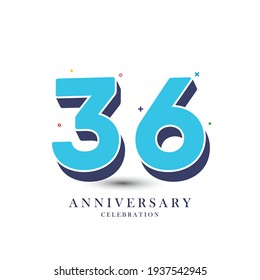 Ilustración de diseño de plantillas vectoriales de celebración de 36 años