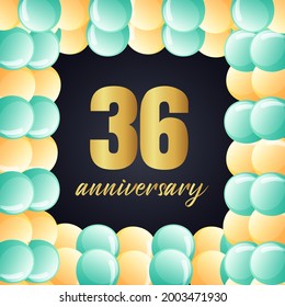 36 year anniversary celebration, vector design for celebrations, invitation cards and greeting cards