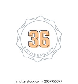 36 Year Anniversary Celebration Vector Badge. Happy Anniversary Greeting Celebrates Template Design Illustration
