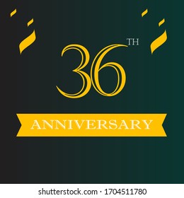 Plantilla de logo para el aniversario de 36 años, etiqueta de icono para el aniversario de 36 años, símbolo de fiesta para el aniversario de 36 años