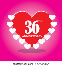 36-jähriges Jubiläum, Vektorillustration-Design mit Liebe zu Feiern, Einladungskarten und Grußkarten