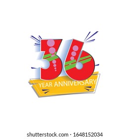 36 Year Anniversary Vector Template Design Illustration