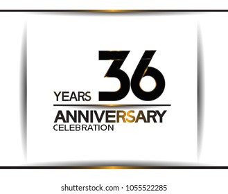 36 years anniversary black color simple design isolated on white background for celebration