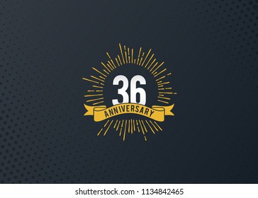 36 years anniversary celebration design with fireworks background