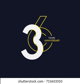 36 years anniversary celebration linked number logo, isolated on dark background