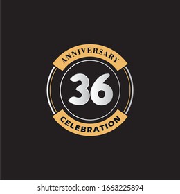 36 Years Anniversary Celebration Logo Vector Template Design 