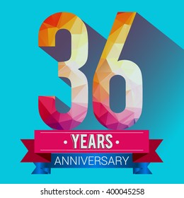 36 Years Anniversary celebration logo. with colorful polygonal.