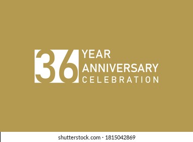 36 years anniversary celebration logotype on gold Background