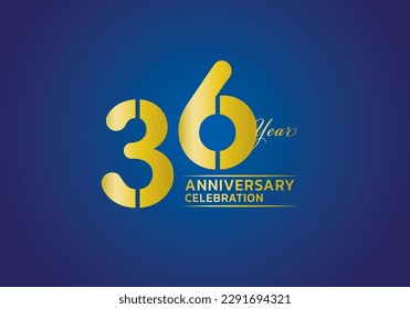 36 years anniversary celebration logotype gold color vector, 36th birthday logo, 36 number, anniversary year banner, anniversary design elements for invitation card and poster. number design vector